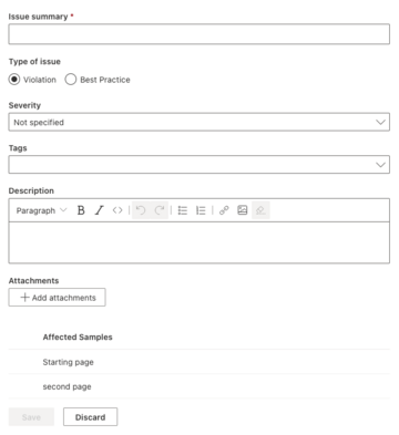 Screenshot of the "Add Issue" form. 