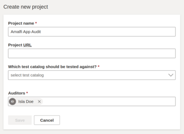 Screenshot of the "Create new project" form